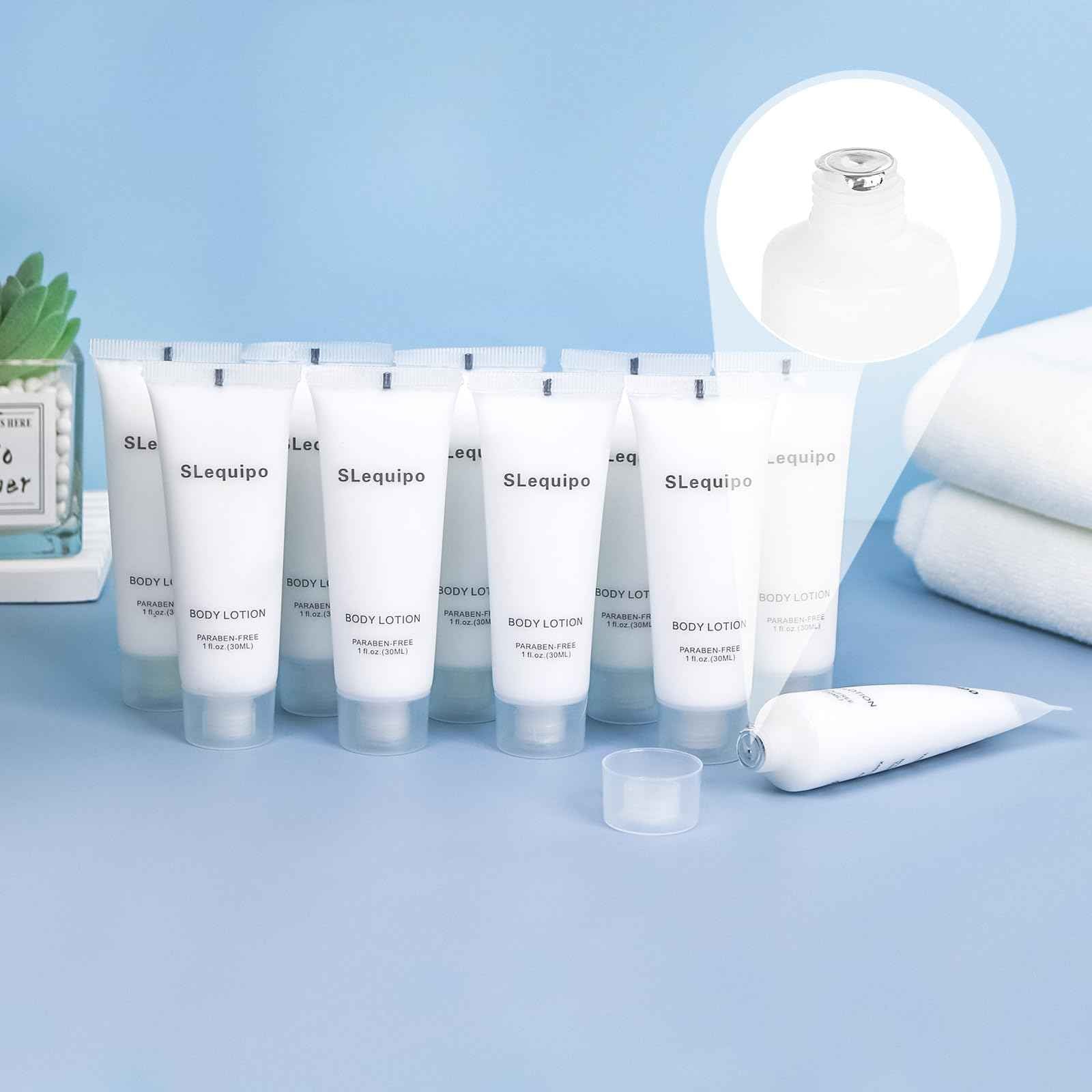 Travel Size Body Lotion Bulk (1 fl oz, 50 Pack), Refreshing Hotel Body Lotion, Mini and Small Size Body Lotion, Guest Hotel Toiletries in Bulk - Mini Body Lotion, Clear Container