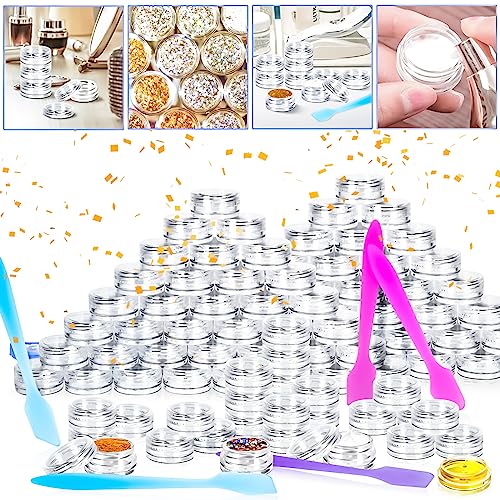 100 Pcs 3g Clear Plastic Cosmetic Jars with Lids & Spatulas