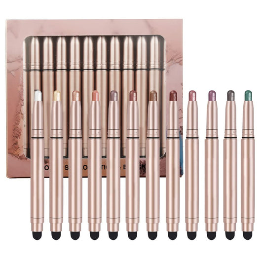 Hotiary Cream Eyeshadow Stick, Cream to Powder Eyeshadow Pen Matte Shimmer Eyeshadow Stick Waterproof Long Lasting (12 colors set)