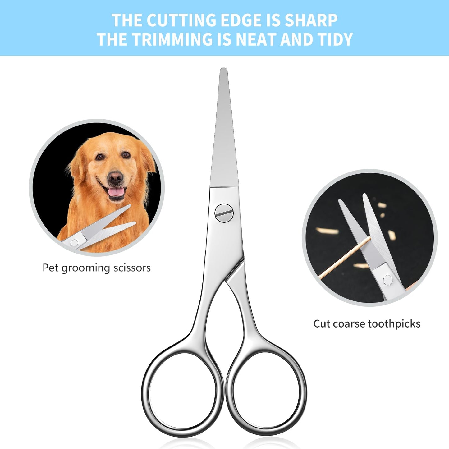 Grooming Scissors, Facial Hair Small Scissors For Men Women - Eyebrow, Nose Hair, Mustache, Beard, Eyelashes and Ear Hair Cutting Scissors- Round Head Safety Scissors For Hair Cutting- Silver.