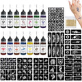 Temporary Tattoo Kit - 14 Ink Colors, 132 Stencils, 5-7 Day Wear