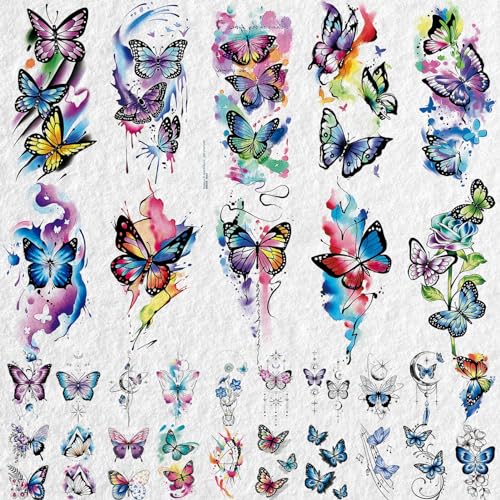 Cerlaza 79 Sheets 3D Butterfly Temporary Tattoos for Women