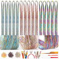 15 Tinsel Hair Extensions with Pliers Kit - Gradient Rainbow Pink Blue 47 Inch