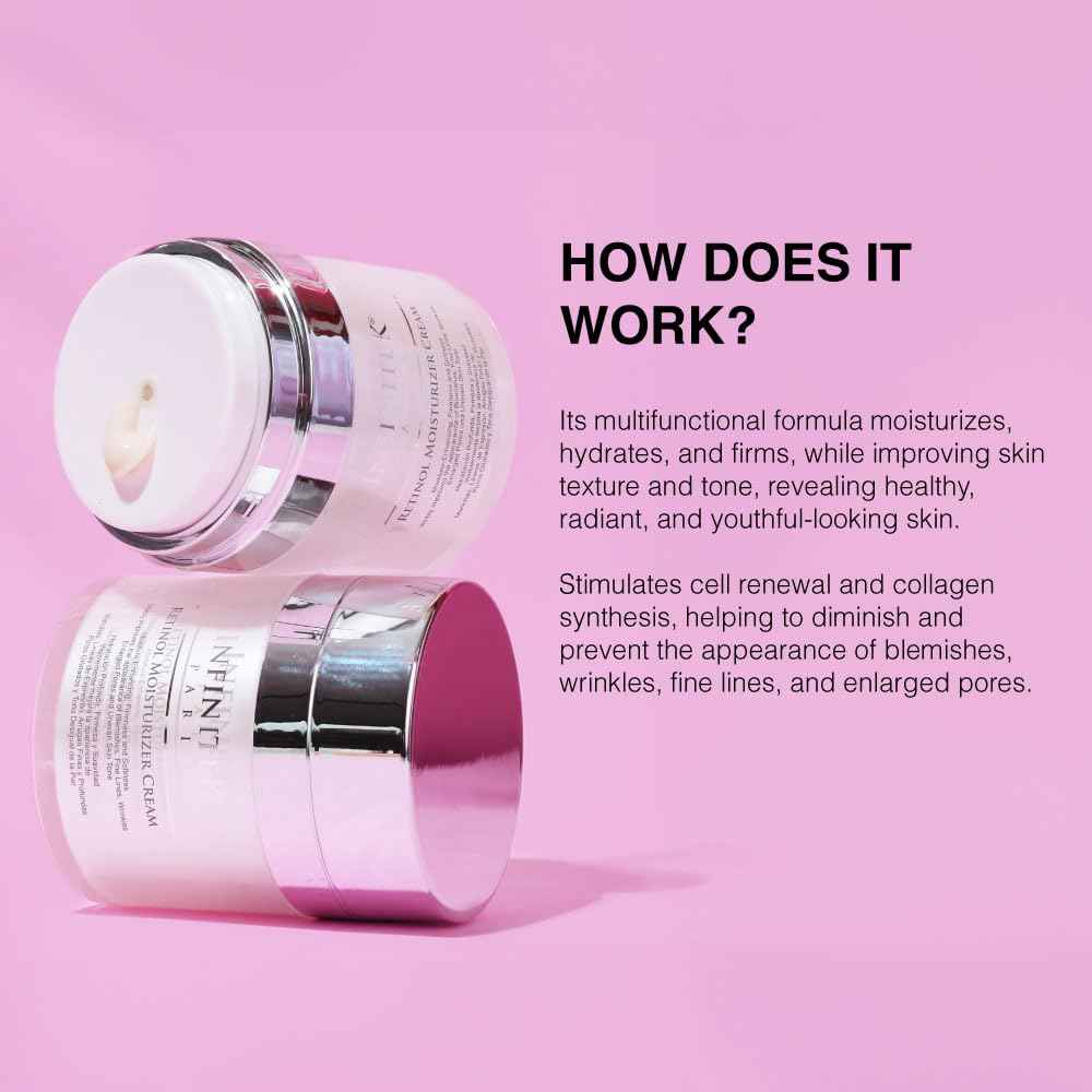 Infinitek Paris Retinol Face Moisturizer Night Cream - Premium Skin Care with Collagen & Vitamin E. Advanced Anti-Aging and Antioxidant Face Cream. Vitamin Enriched Moisturizer for Radiant Skin