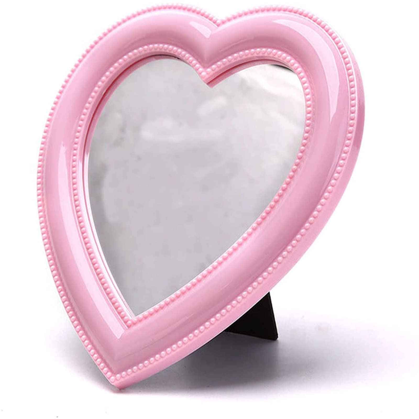 BinaryABC Heart Makeup Mirror - Cosmetic Mirror for Wall or Desktop - Small Mirror for Bedroom - Light Pink