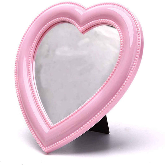 BinaryABC Heart Makeup Mirror - Cosmetic Mirror for Wall or Desktop - Small Mirror for Bedroom - Light Pink