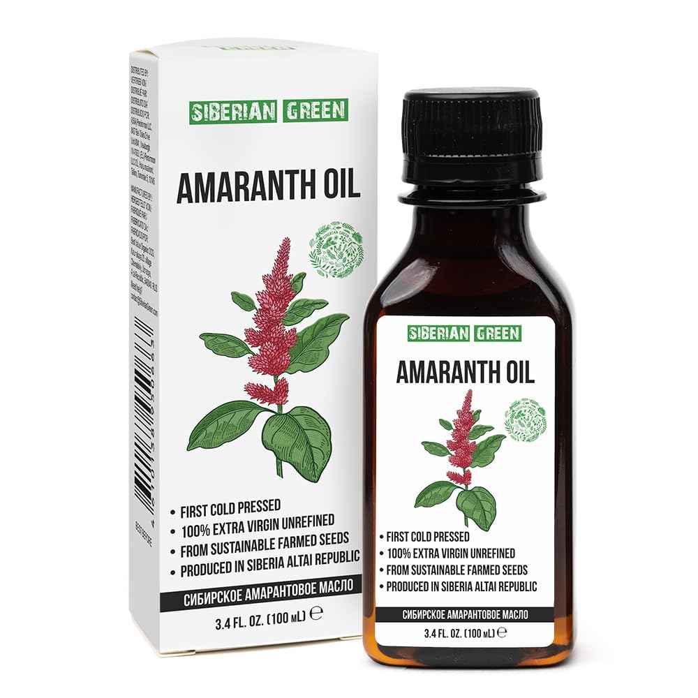 Siberian Amaranth Oil | 100% Natural Extra Virgin Cold Pressed 100 ml / 3.4 fl oz | Unrefined Raw No-GMO Vegan | Exclusive Food Grade