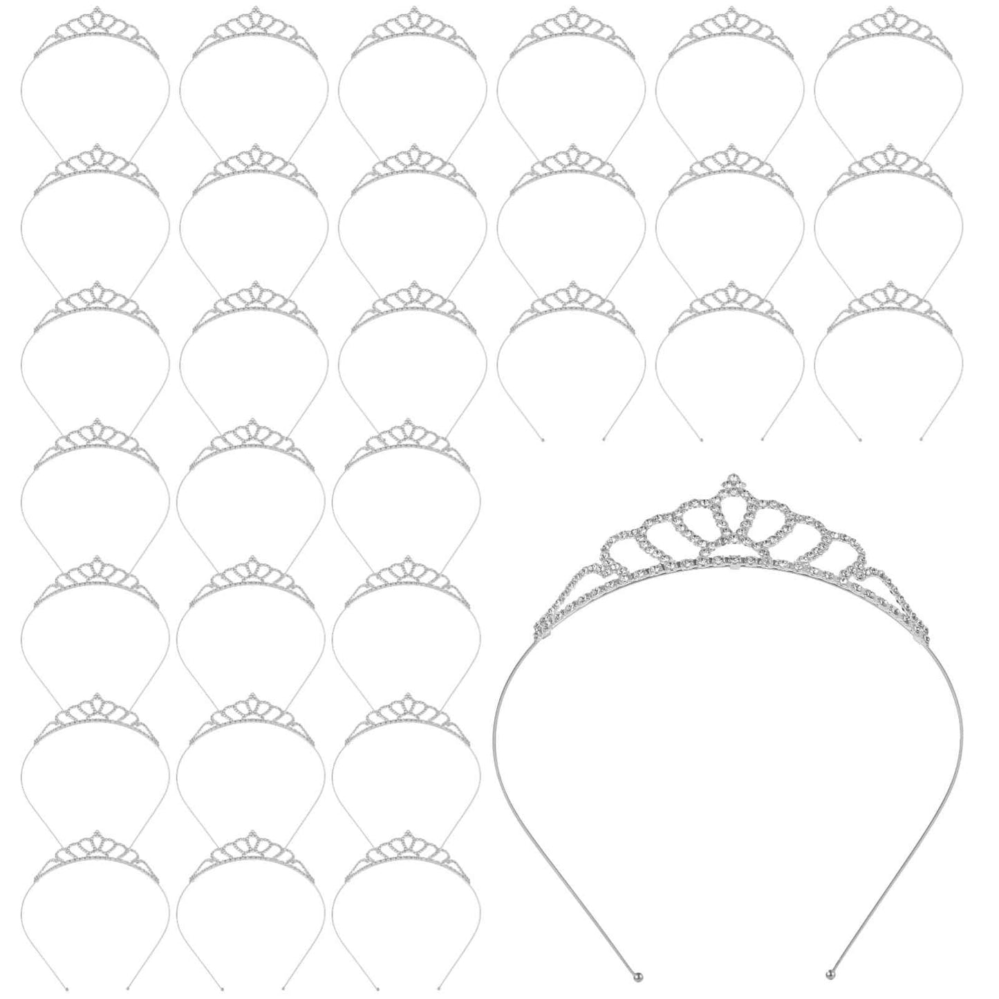 30 Pcs Tiaras Crowns Headbands for Women Girls, Silver Princess Tiara Bulk, Tiaras Rapunzel Crowns for Wedding Birthday Crystal Tiara for Prom, Bride, Pageant, Halloween