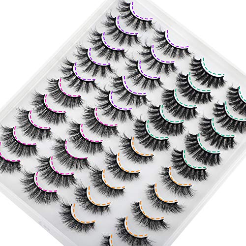 JIMIRE 20 Pairs Mink Eyelashes - 4 Styles 3D Volume Faux Lashes