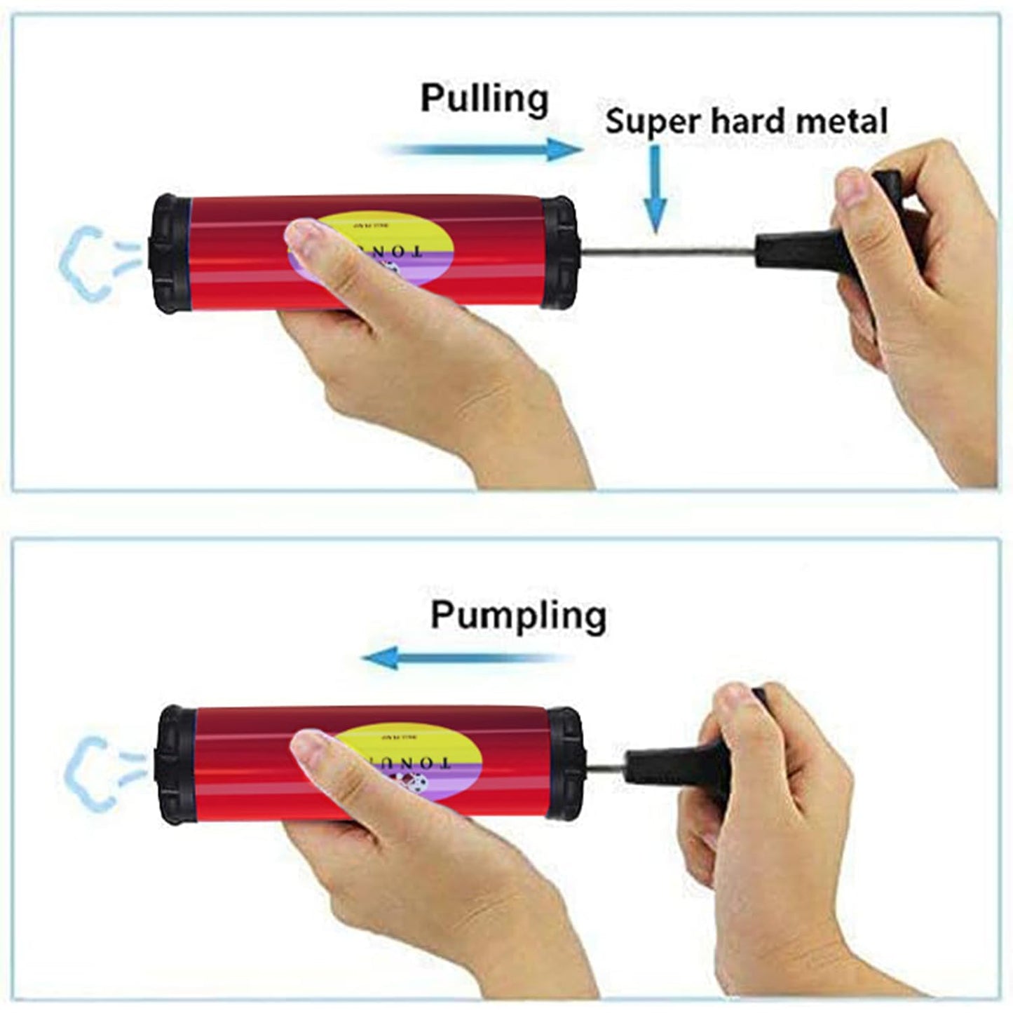 Portable Air Pump,Ball Pump Inflator Kit with Needle,Nozzle, Extension Hose for Soccer Basketball Football Volleyball Water Polo Rugby Exercise Sports Ball Balloon Swim Inflatables Red