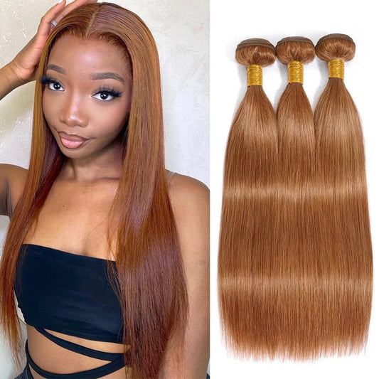 Color 30 Bundles Human Hair Brown Straight Bundles Human Hair 8 10 12 inch Brazilian Virgin Remy Hair Extensions Double Weft Light Brown Bundles Human Hair Color 30 Straight Human Hair Bundles