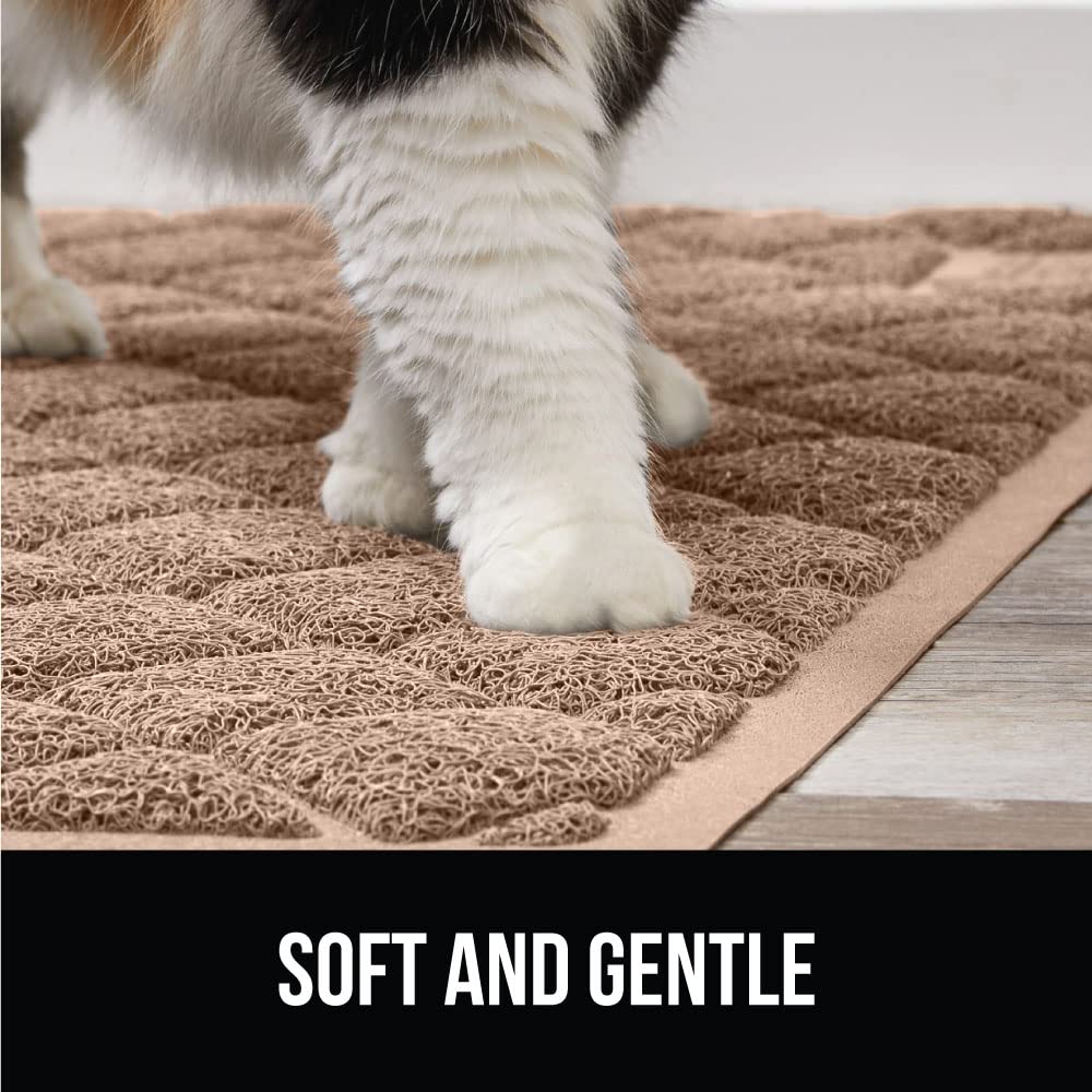 The Original Gorilla Grip Water Resistant Cat Litter Box Trapping Mat 2 Pack, Easy Clean, Textured Backing, Traps Mess for Cleaner Floors, Less Waste, Stays in Place for Cats, 24x17 Beige