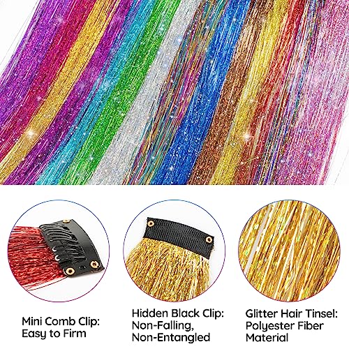 Tinsel Hair Extensions Clip In 14 Colors 19.7 In Glitter
