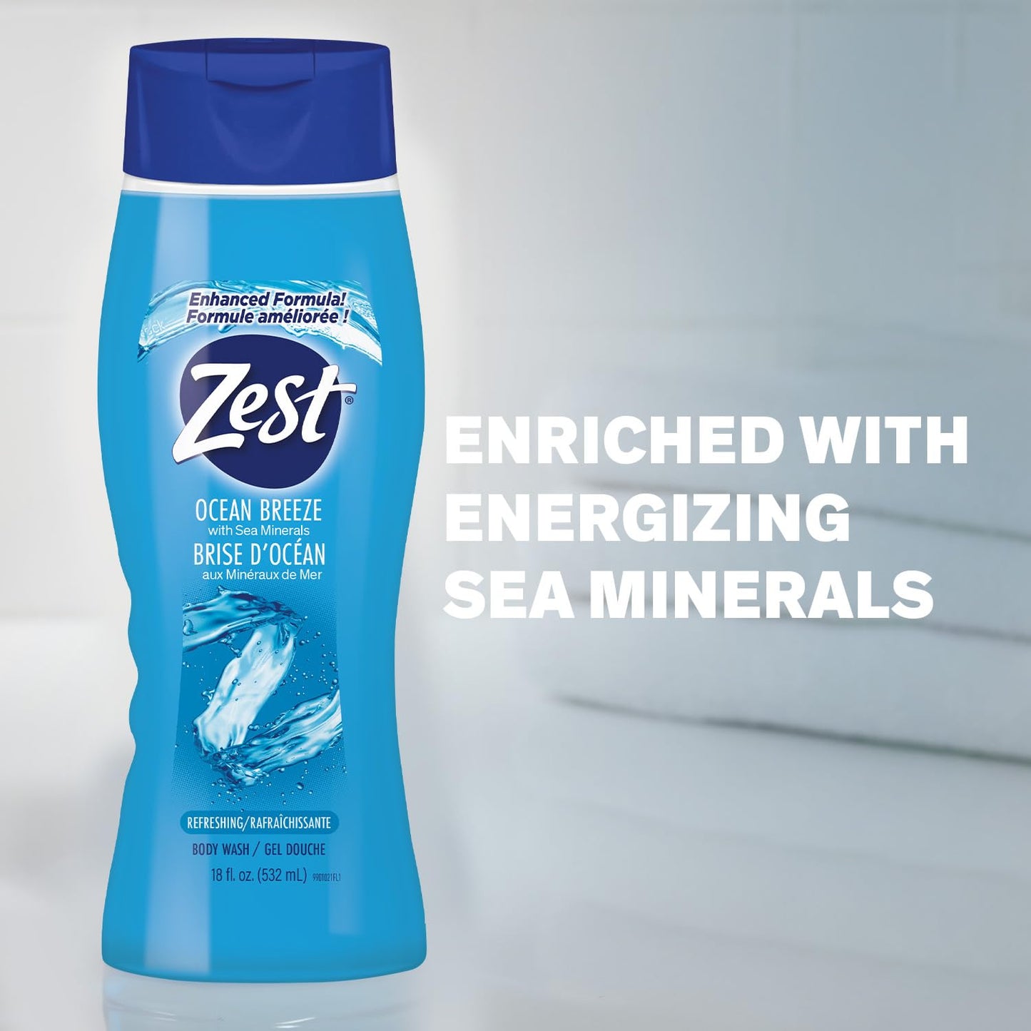 Zest Ocean Breeze Body Wash - Enriched with Sea Minerals - Rich Lathering Cleansing Body Wash Leaves Your Skin Feeling Smooth and Moisturized With an Invigorating Scent, 18 Fl Oz (Pack of 6)