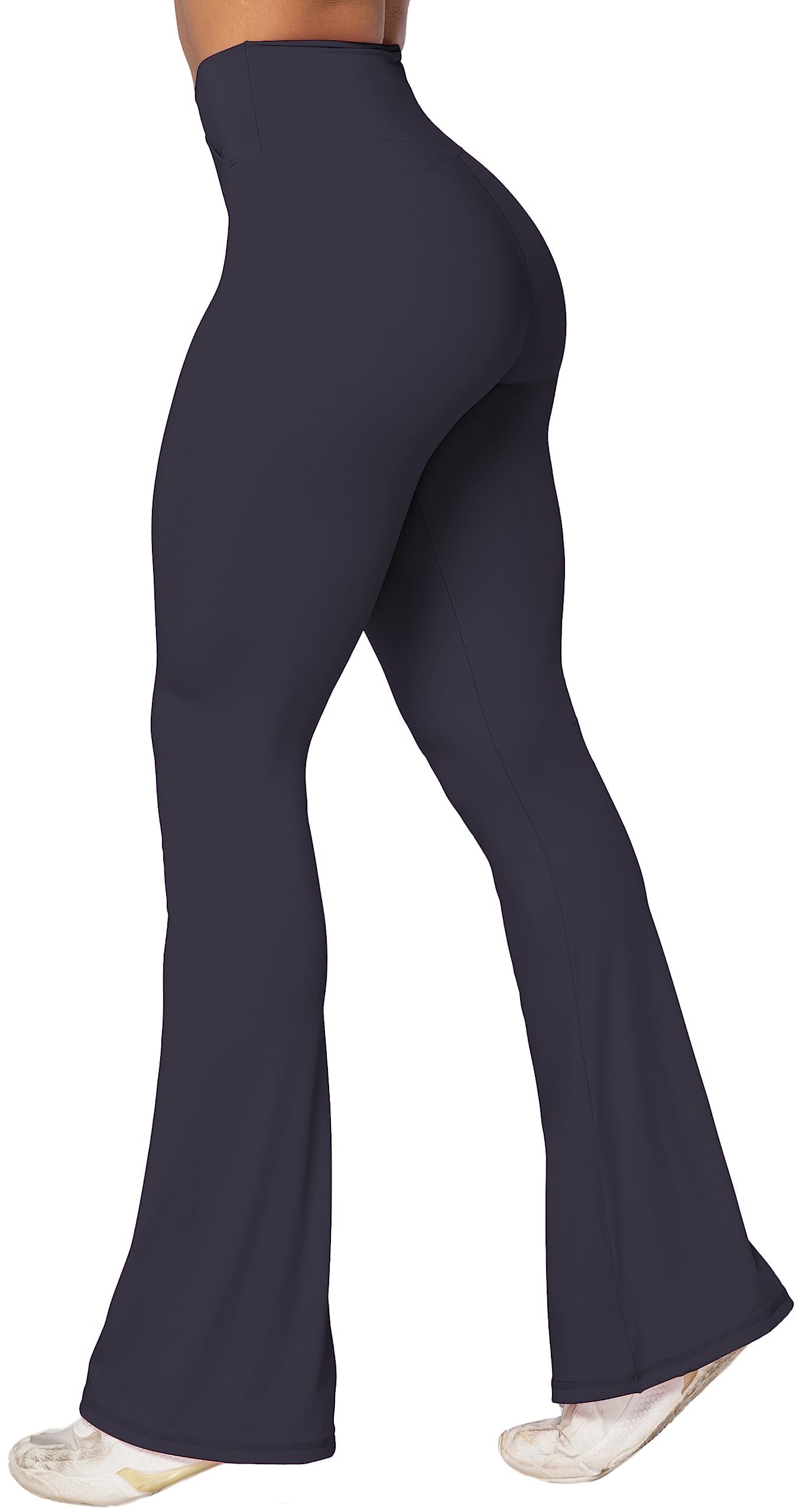 Sunzel Flare Leggings, Crossover Yoga Pants with Tummy Control, High-Waisted and Wide Leg, 28" Inseam, Graphite X-Small