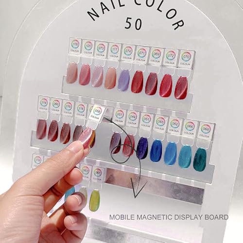 Acycoin2A 50 Colors Magnetic Detachable Nail Color Testing Plate Stand Visible Acrylic Nail Polish Dip Powder Color Display Board Nail Art UV Oil Glue Showing Tools