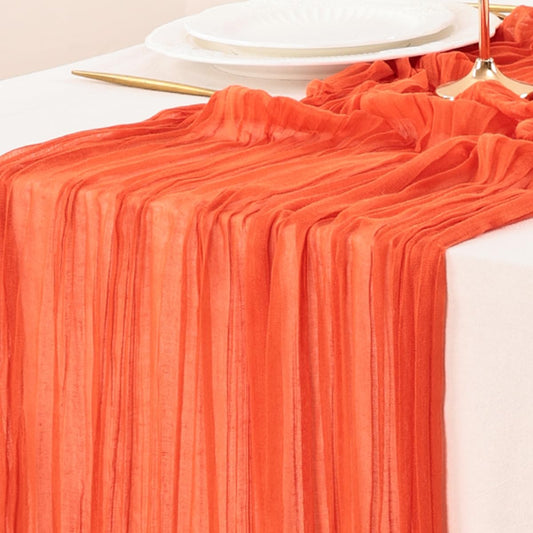 Socomi Cheesecloth Table Runner 10ft Gauze Boho Rustic Orange Cheese Cloth Table Runner for Wedding Bridal Shower Fall Thanskgiving Decoration