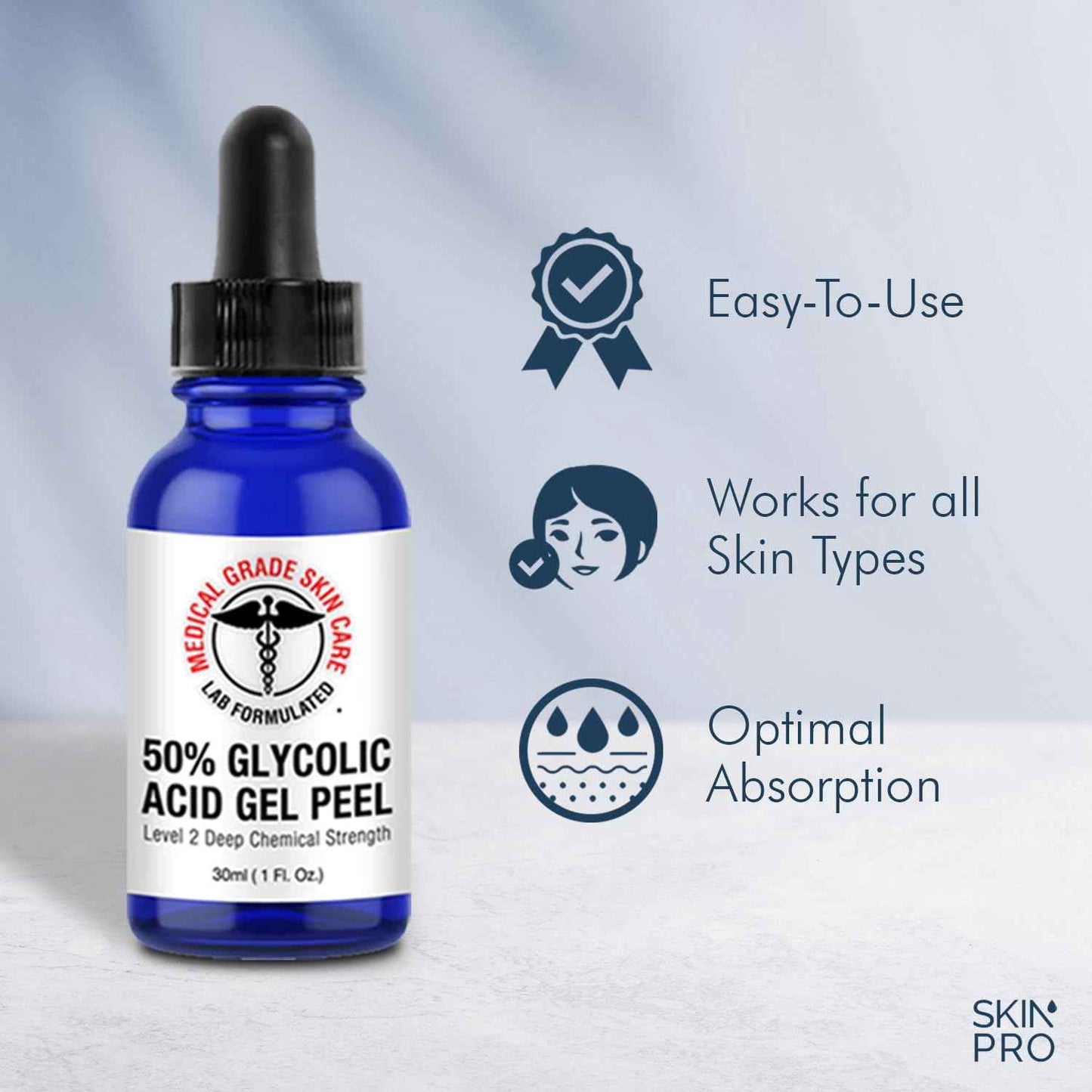 Glycolic Acid 50% Gel - Face Peel Mask for Exfoliate, Acne Blemishes, Fine Lines, Wrinkles, Dark Spots & Dead Skin Cells - 1 Fl Oz