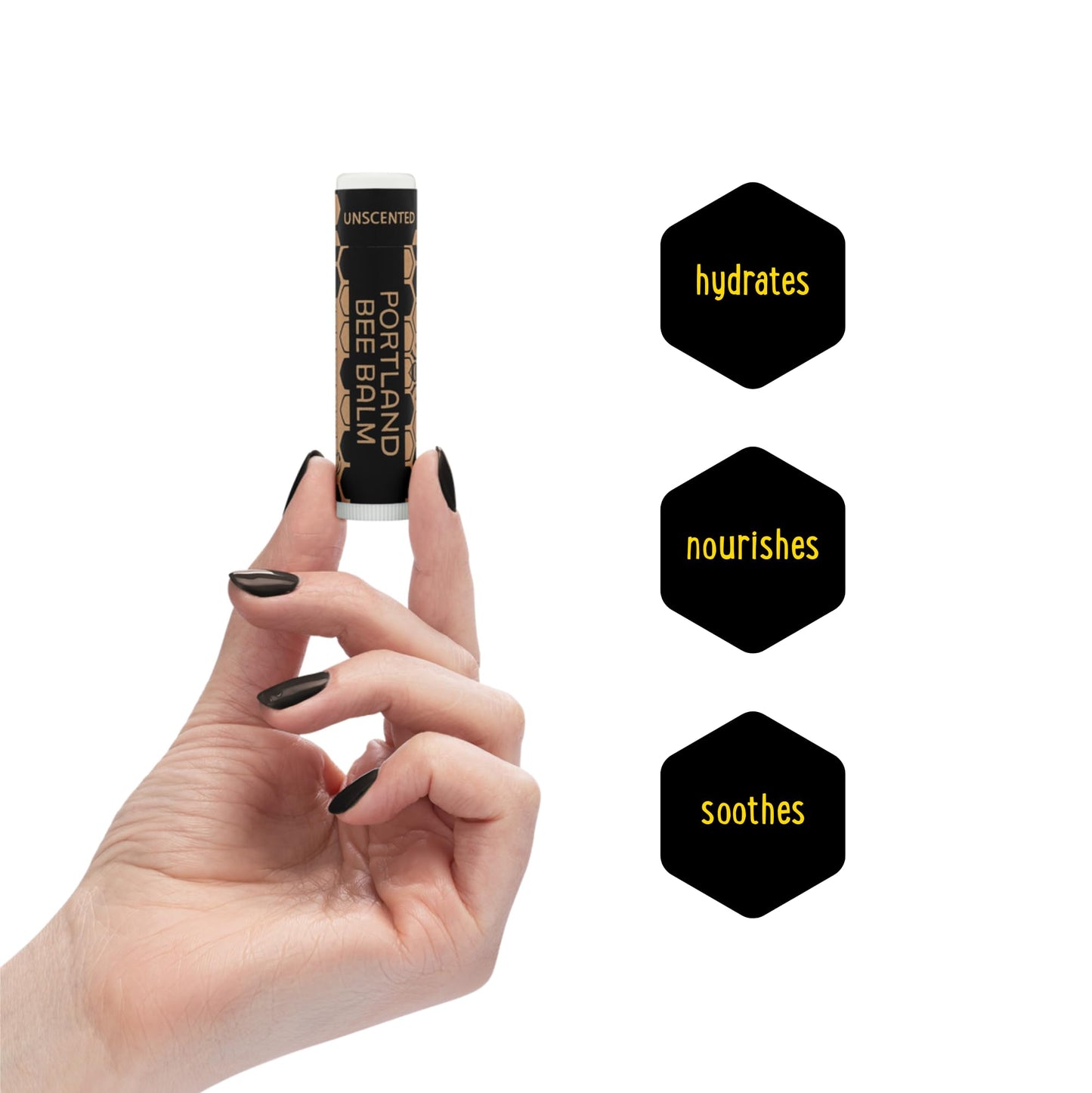 Portland Bee Balm All Natural Handmade Beeswax Based Lip Balm, Unscented 9 Count