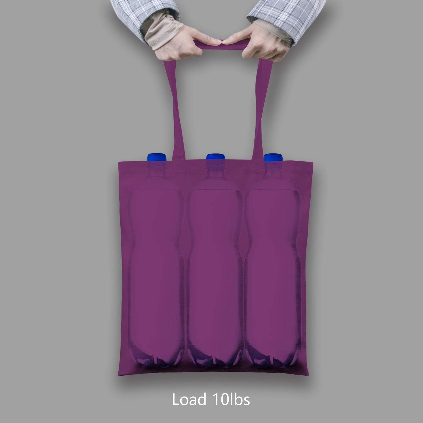 TOPDesign 6-Pack Economical 16"x15" Purple Cotton Tote Bag, Lightweight Medium Reusable Grocery Shopping Cloth Bags, Suitable for DIY, Advertising, Promotion, Gift, Activity