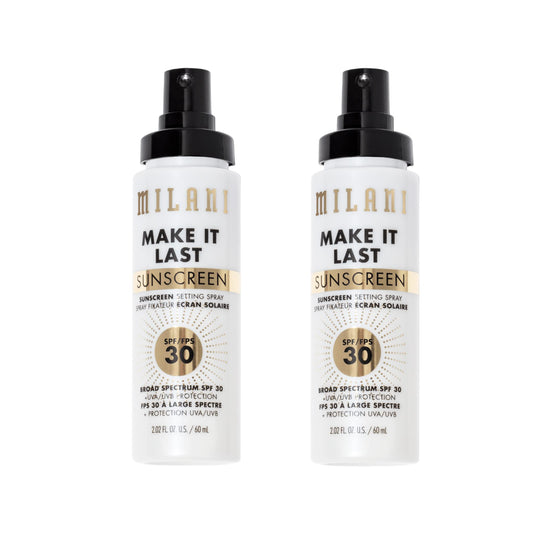 Milani Make It Last Sunscreen - Sunscreen Setting Spray with SPF 30 - Makeup Primer and Setting Spray with SPF30 Sunscreen, Long Lasting Makeup Finishing Spray - 2 Pack