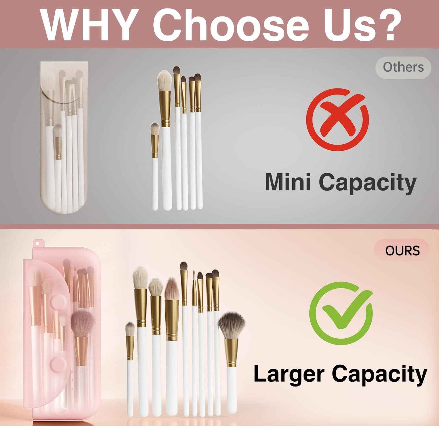 COOL-ANGLE Silicone Makeup Brush Holder And Beauty Sponge Case, Travel Makeup Brush Case With Magnetic Closure, Makeup Sponge Holder 2 In 1 Stand Storage For Quick Drying Khaki