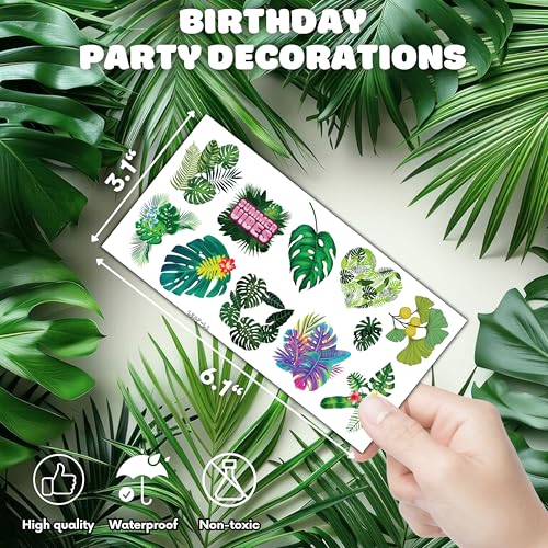 100 Tropical Leaf Temporary Tattoos - Monstera Palm Flower Party