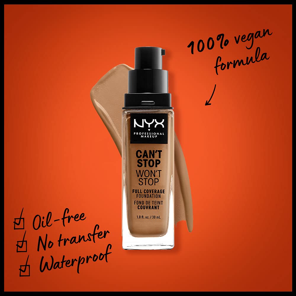 NYX PROFESSIONAL MAKEUP Can't Stop Won't Stop Foundation, 24h Full Coverage Matte Finish - Cinnamon