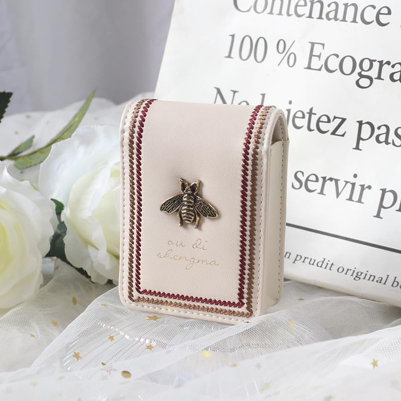 Leather Lipstick Case with Mirror – Compact Travel Cosmetic Pouch