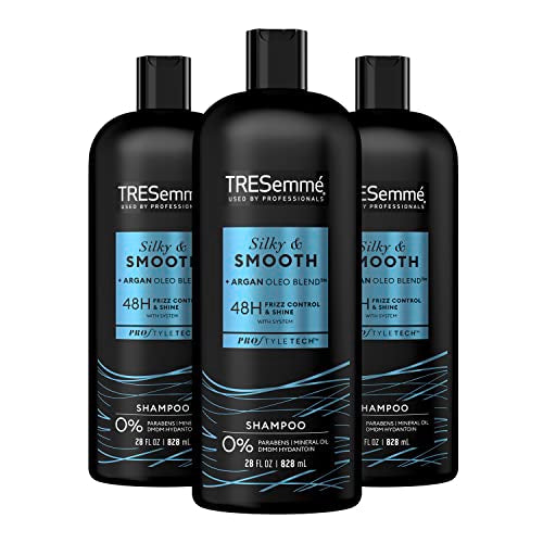 TRESemmé Shampoo Smooth and Silky 3 Count Tames and Moisturizes Dry Hair With Moroccan Argan Oil For Professional Quality Salon-Healthy Look And Shine 28 oz