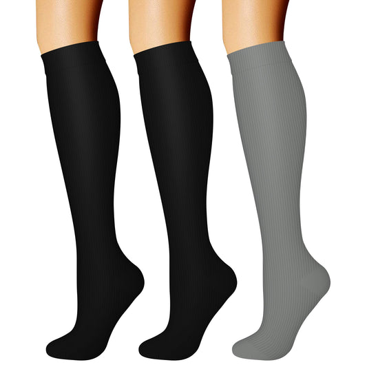 CHARMKING Compression Socks for Women & Men Circulation (3 Pairs) 15-20 mmHg is Best Athletic for Running, Flight Travel, Support, Cycling, Pregnant - Boost Performance, Durability (S/M, Multi 54)