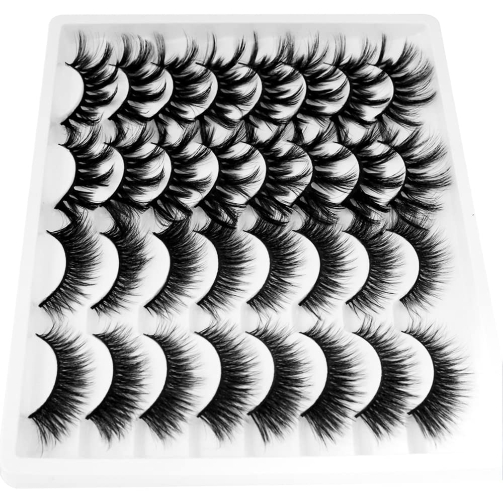 BlueSmurfs 16 Pairs Fales Eyelashes Bulk 3D Cat Eye False Lashes Fluffy Dramatic Eye Lashes Christmas Fake Eyelashes Volume Pack (2 Styles)