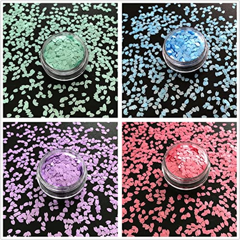 16 Colors Boxes Set Colorful Sakura Petals Shape Glitter Sequins for Festival Rave Beauty Makeup Face Body Nail Craft Art Christmas Halloween Decoration 16C