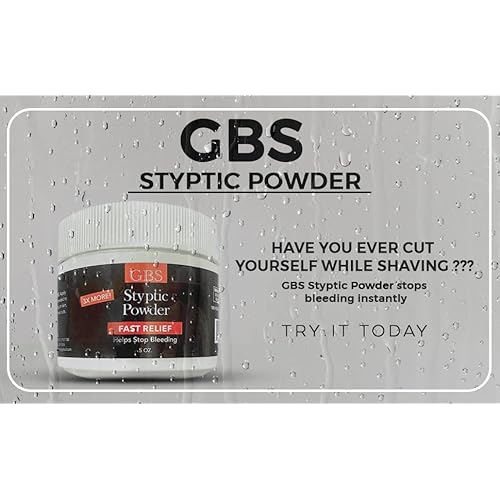 G.B.S Gents Styptic Powder - Quick Stop Bleeding First Aid with Sealed Top & Scoop - Fast Acting Nick Relief for Shaving Cuts, Nosebleeds, Emergency Kit (5oz