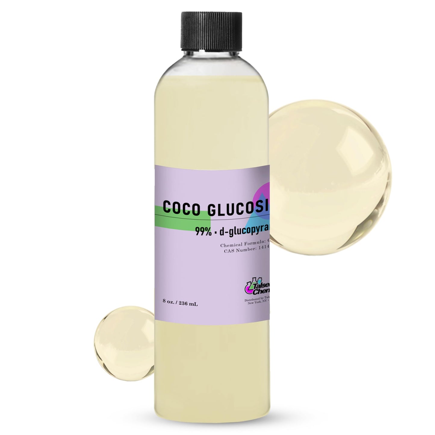 Coco Glucoside Organic (8 Ounce / 236 mL) Natural Non-Ionic Surfactant, Cleansing & Foaming Agent for DIY Cosmetics Skincare & Haircare, Versatile Emulsifying Agent by Talsen Chemicals