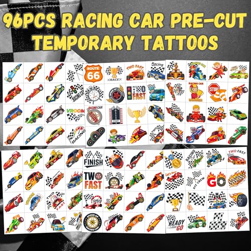 96PCS Racing Car Temporary Tattoos - Party Favors