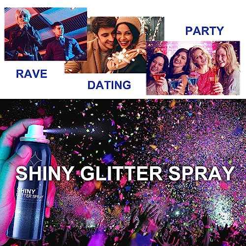 HANYWIL Body Glitter, Glitter Spray for Hair and Body, Spray, Hairspray Clothes, Long-Lasting Shimmer Suitable Stage, Festival Rave Makeup Prom 2.11 Fl Oz