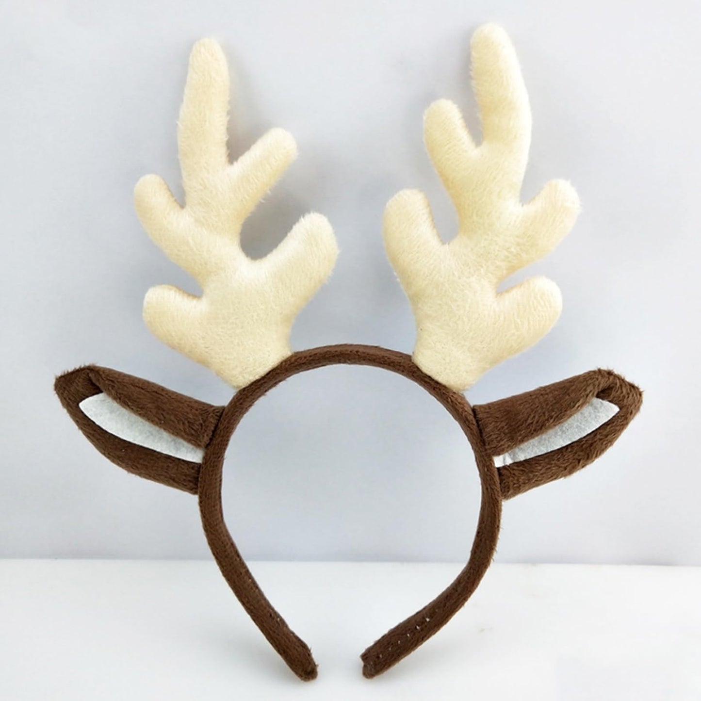 2 Pcs Christmas Reindeer Antlers Headband Deer Antlers Ears Headpiece Women Elk Horns Hair Hoops Bands Hairband Xmas Masquerade Halloween Parade Cosplay Dress Up Festival Birthday Party Accessories