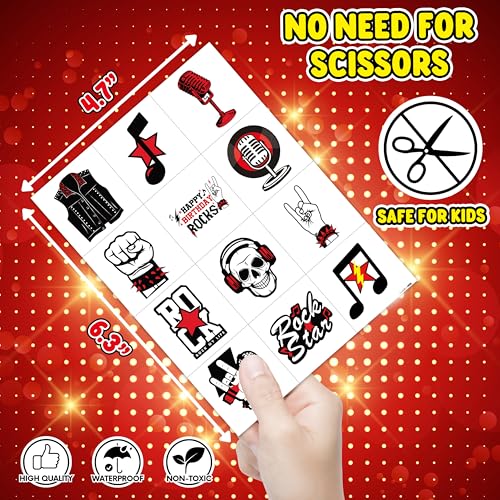 96PCS Rock N Roll Temporary Tattoos - Glow in Dark Party Favors