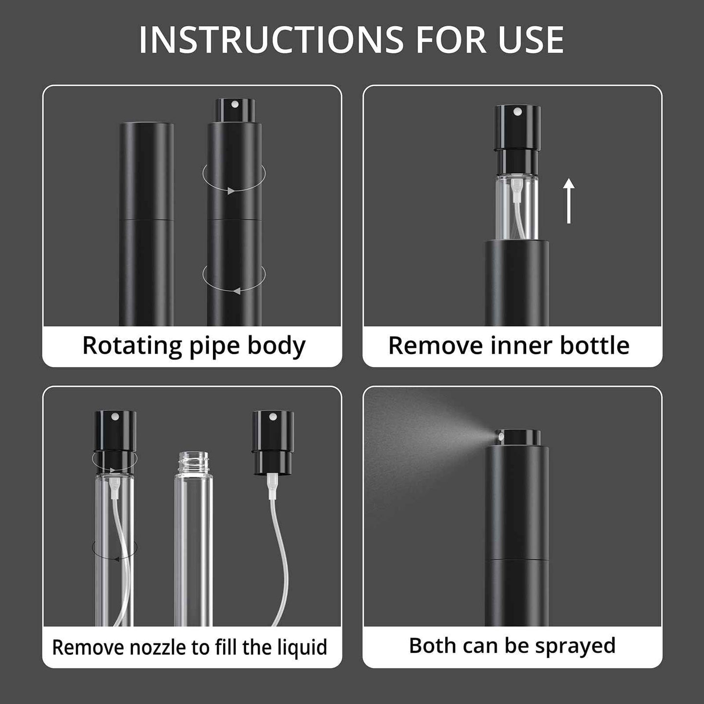 FENHON Small Spray Bottle 1oz, Travel Spray Bottles TSA Approved, 30ml Portable Mini Spray Bottle, Fine Mist Spray Bottles for Face，Toiletries Suitable for Women Men to Carry While Traveling (Black)