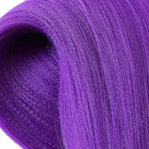 26 Inch Purple Braiding Hair Extensions - Pre-Stretched Synthetic, 4 Packs