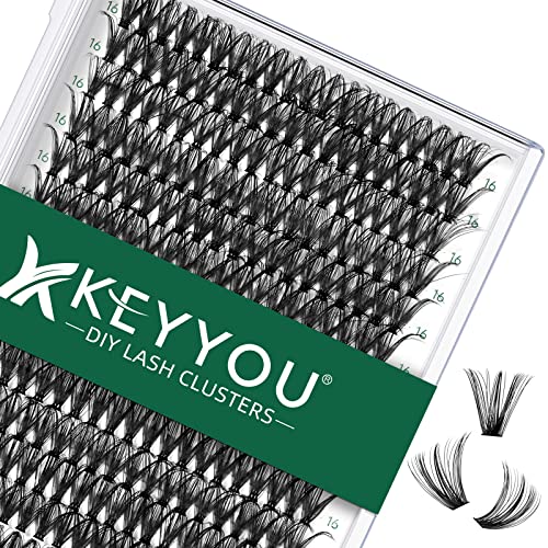 KEYYOU Lash Clusters 300pcs 16mm DIY Eyelash Extension
