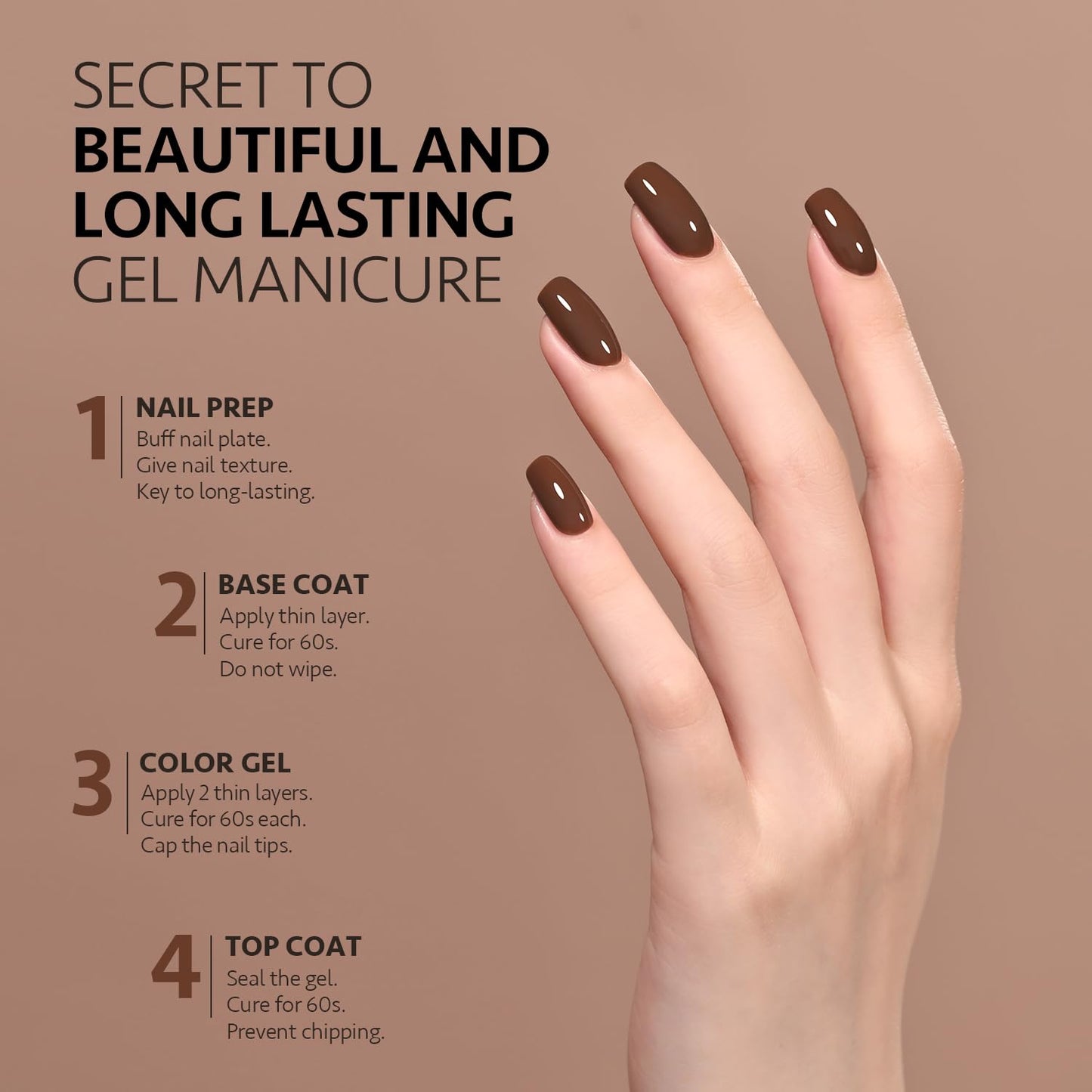 GAOY Brown Gel Nail Polish, 16ml Soak Off Gel Polish, UV Light Cure for Nail Art DIY Manicure at Home, 2016 Dark Brown