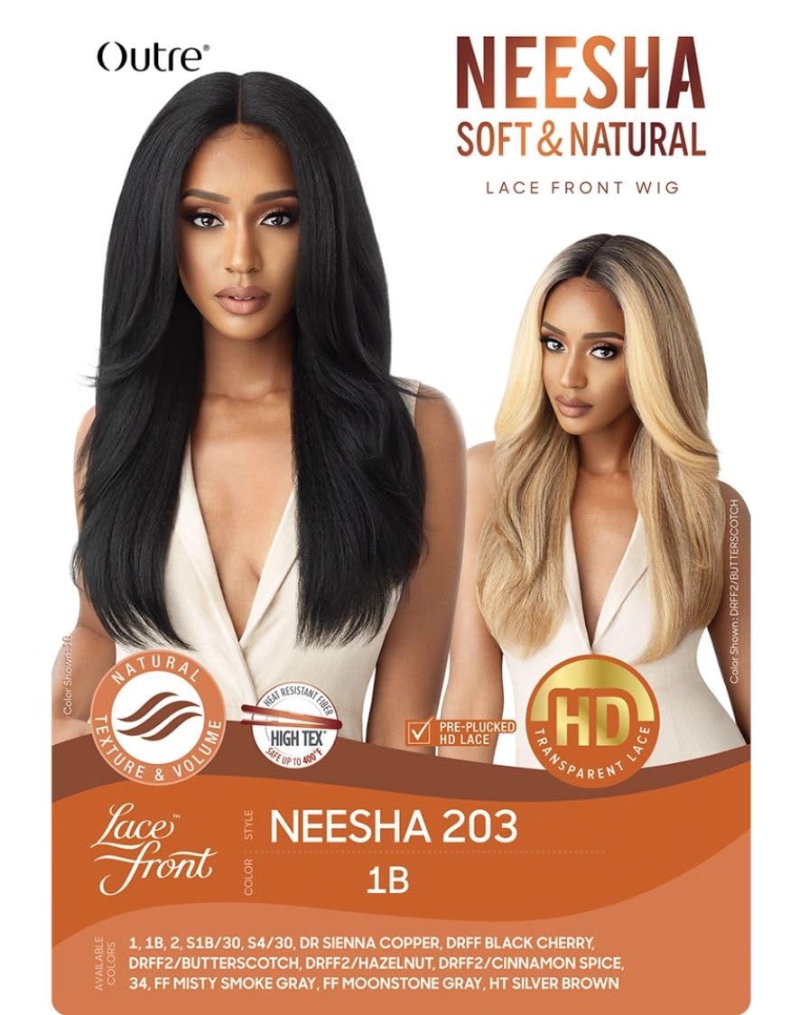 Outre Synthetic Lace Front Wig (Soft & Natural) - NEESHA 203 (Color:1 Jet Black)