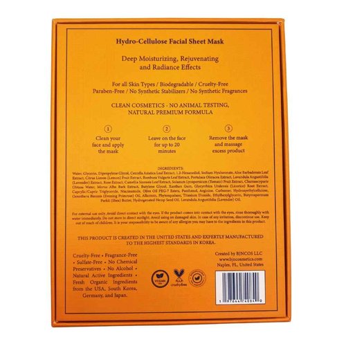 BJN Cosmetics Luxury (5pack) Hydro Cellulose Lotion Facial Sheet Masks for Skin Care & Beauty - Natural Ingredients for Deep Hydration, Moisturizing, Rejuvenation, and Radiance
