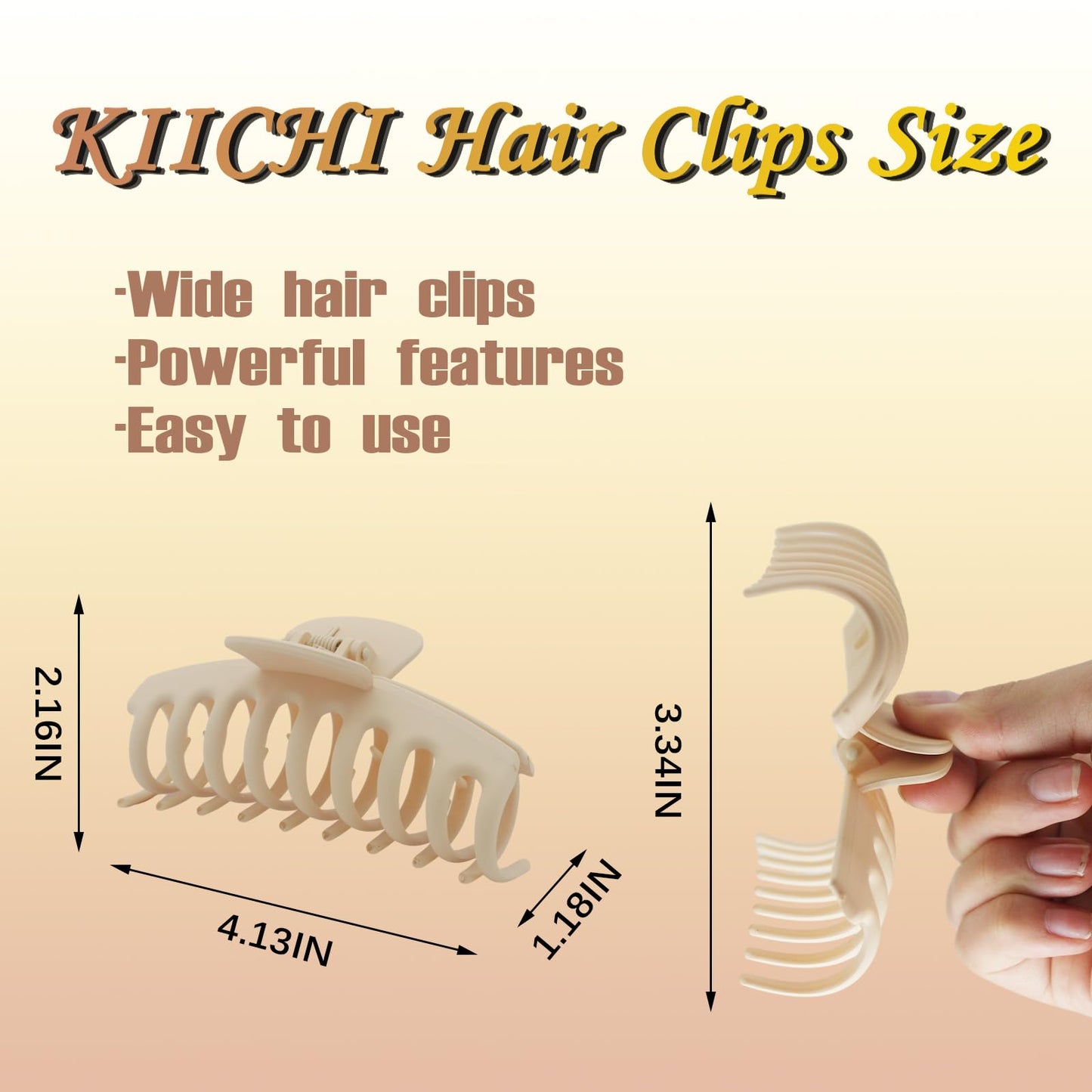 AKIICHI Hair Clips - Hair Claw Clips for Women, Claw Clips for Thick Hair, 8Pcs - Strong Hold jaw clips, 4.3In Big Matte Banana Clips, Neutral Colors…