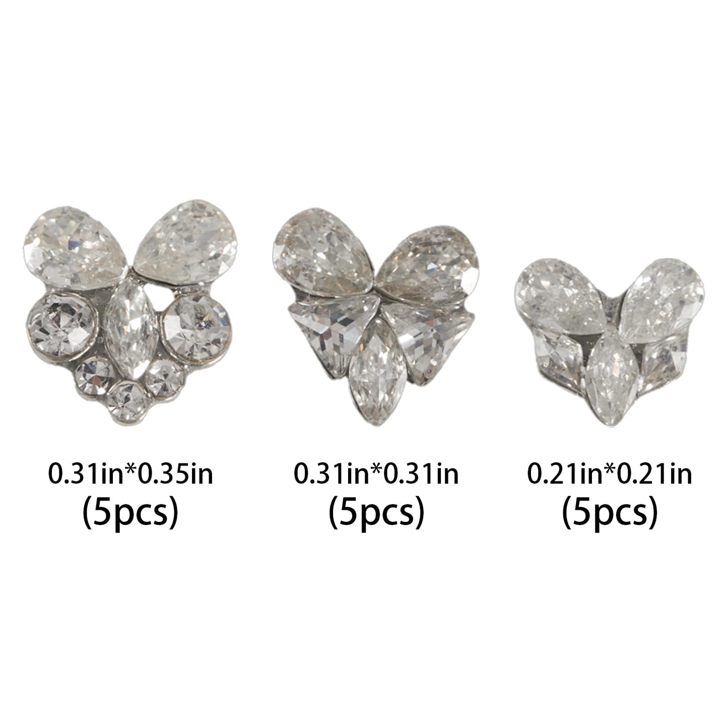 SILPECWEE 15pcs Heart Nail Rhinestones and Charms, Heart Zircon Nail Charms Glass Crystal 3D Nail Gems Diamond Alloy Nail Jewelry Studs Flat-Back Nail Art Decoration for Nails Supplies