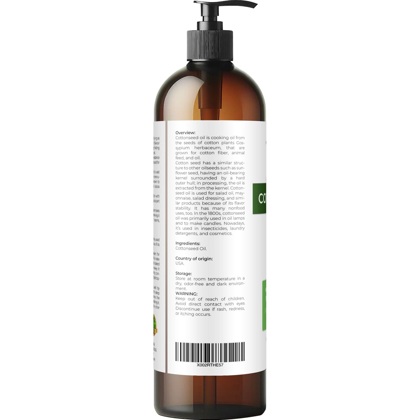 velona Cotton Seed Oil 8 fl oz | 100% Pure and Natural Carrier Oil | Refined, Cold pressed | Cooking, Skin, Face, Body, Hair Care | Use Today - Enjoy Results