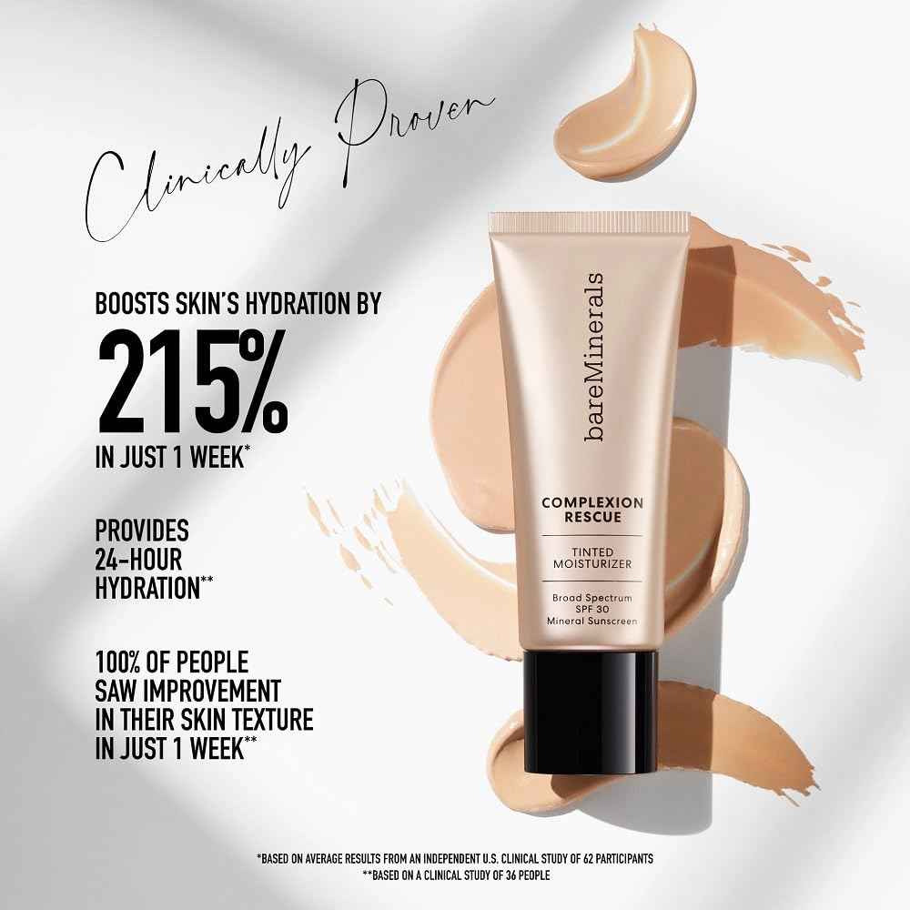 bareMinerals Complexion Rescue Tinted Moisturizer for Face with SPF 30, Travel Size, Natural Pecan 05