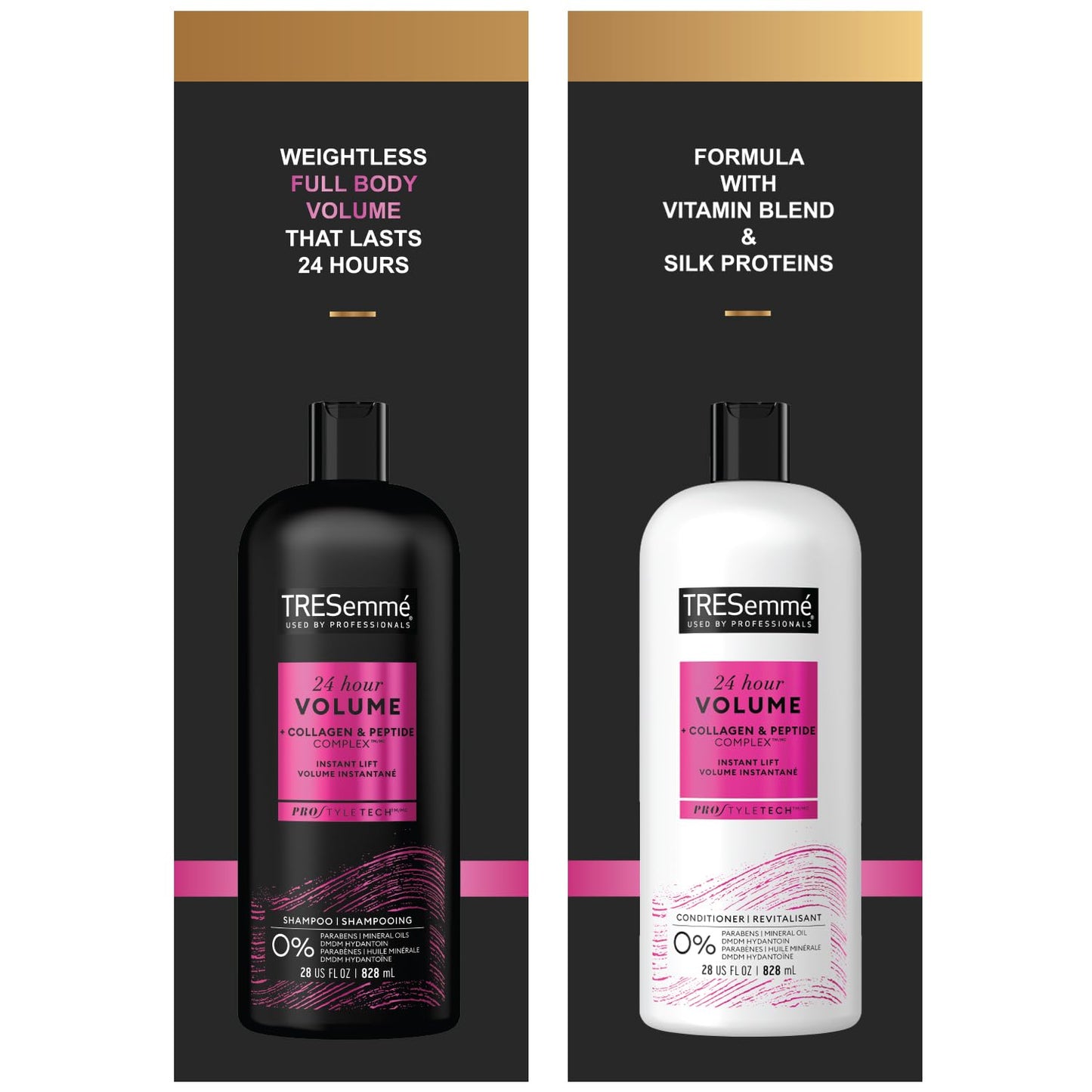 TRESemme Volumizing Shampoo and Conditioner - Salon-Level Hair Care, Sulfate-Free Shampoo and Conditioner Set, Hair Volume Boost, Gift Set for Women, 28 Fl Oz Ea